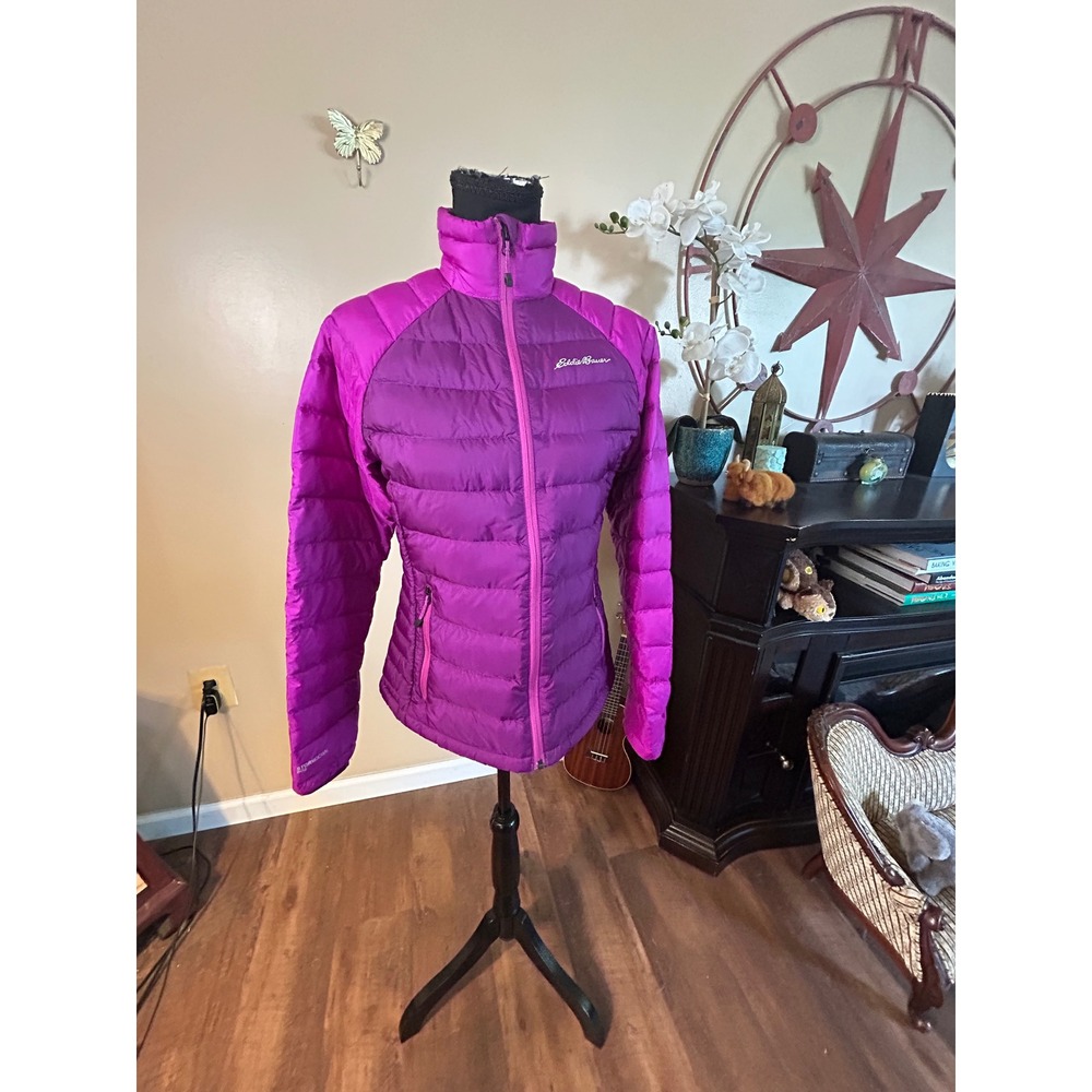 Eddie Bauer First Ascent Womens XS Purple Down Puffer Jacket Full Zip Hiking